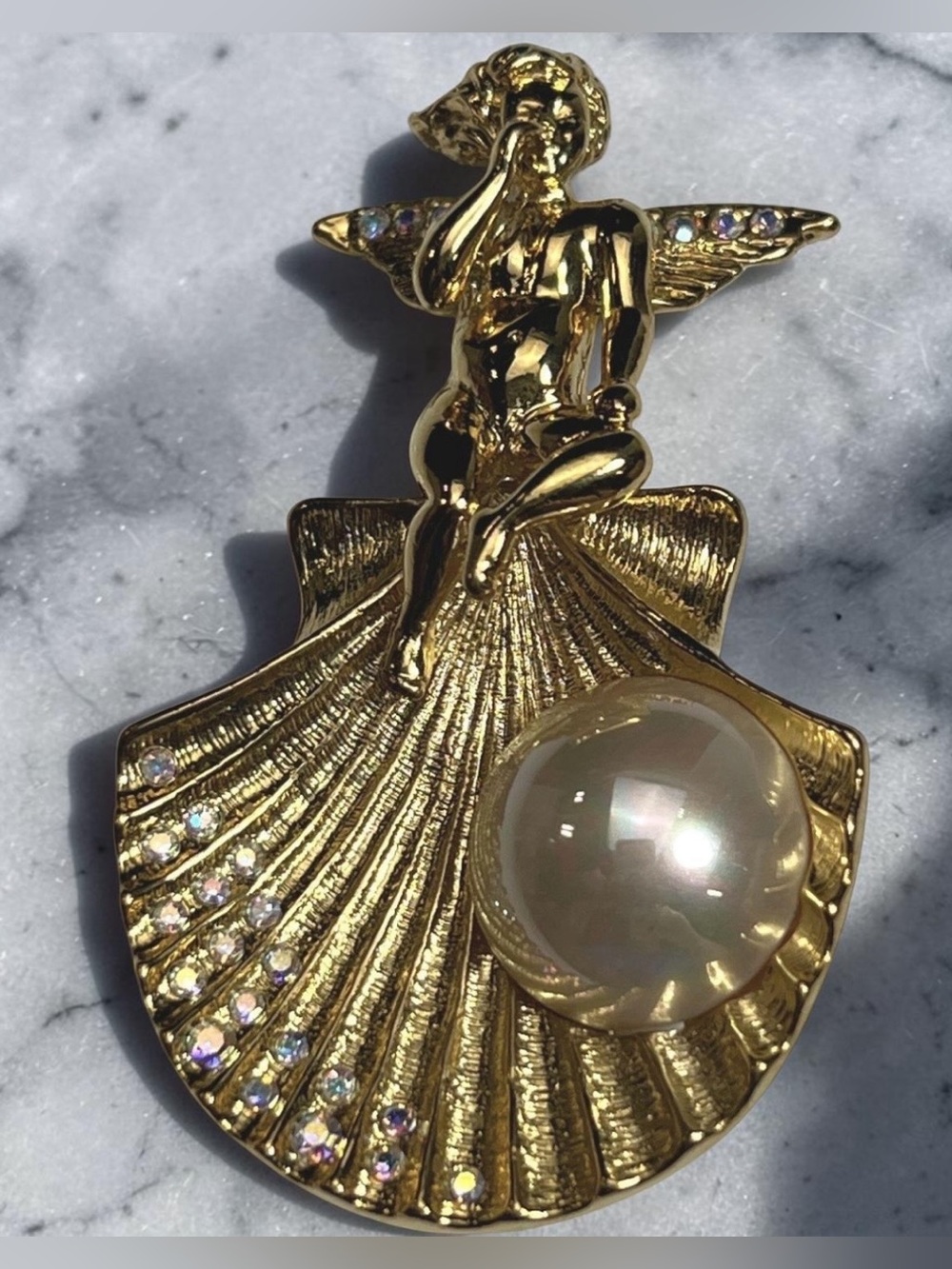 Kirk’s Folly Whispering Angel Series GoldTone Metal Brooch & Pendant Combination